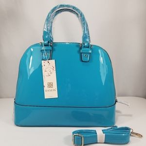 Turquoise Patent Leather Dome Satchel